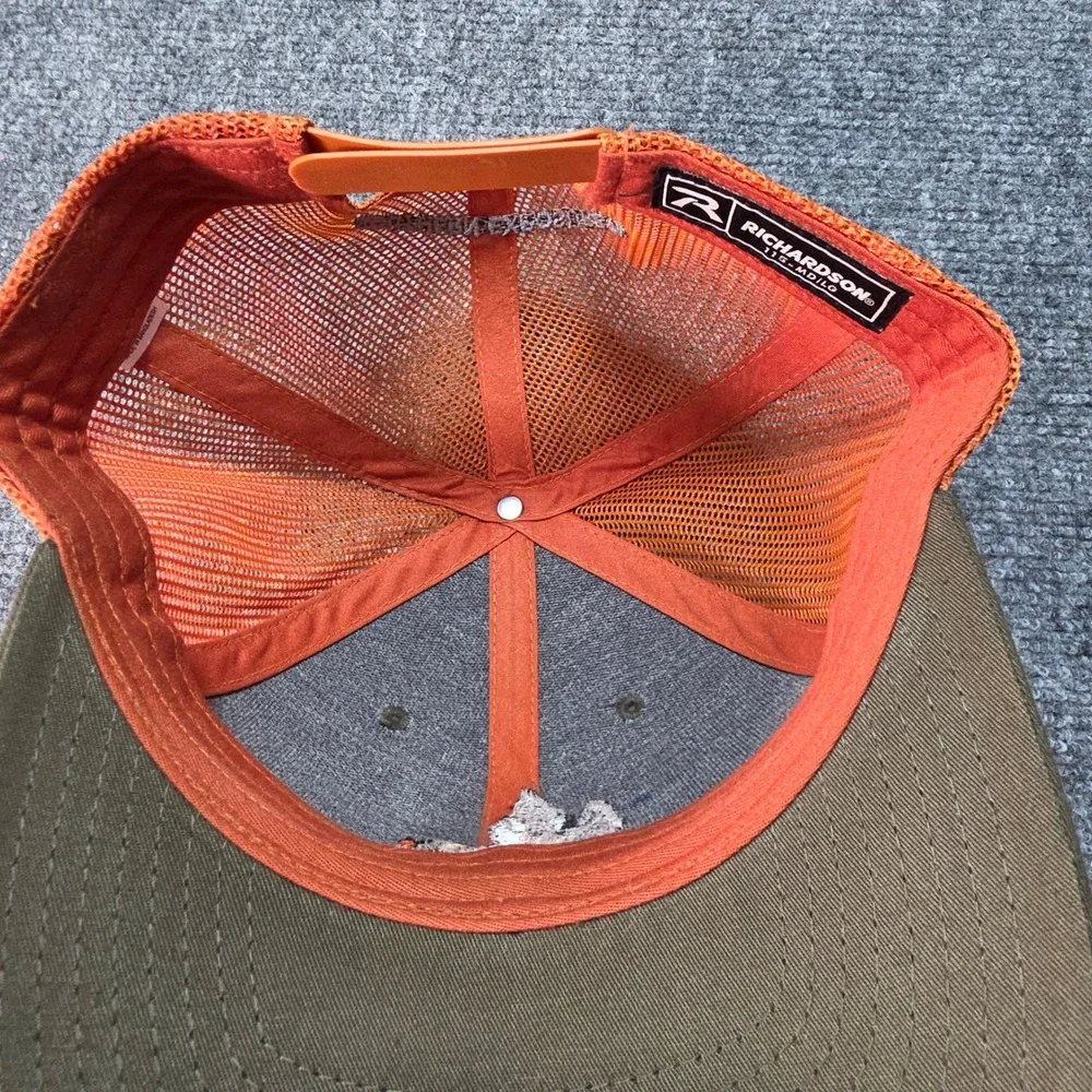 Richardson 115 Trucker Hat Cap Brown Orange Mallard Duck Flying Embroidered M/LG